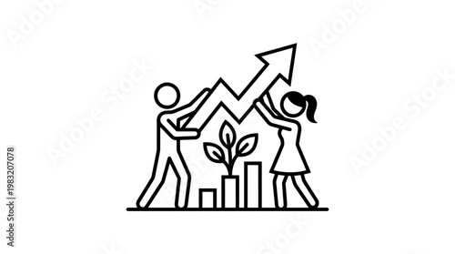 Business Team Supporting Growth Chart and Eco Concept