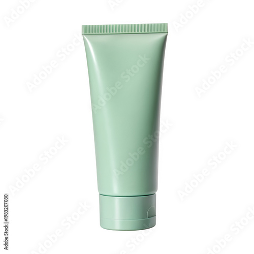 Light green matte cosmetic tube packing isolated on transparent background