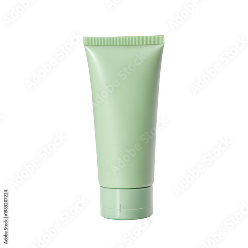 Light green matte cosmetic tube packing isolated on transparent background