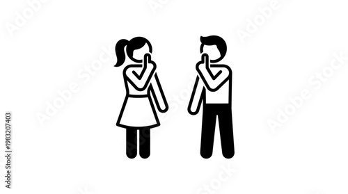 Icon of Man and Woman Silently Shushing Each Other