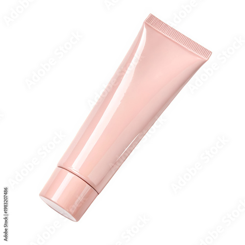 Light pink matte cosmetic tube isolated on transparent background