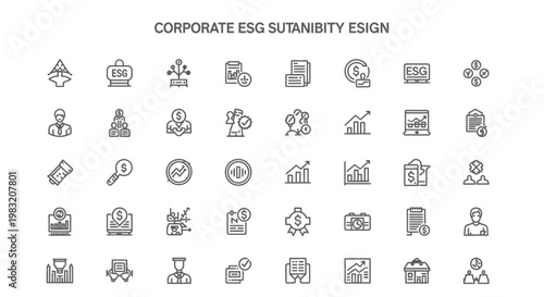 Corporate ESG Sustainability Design Icon Set
