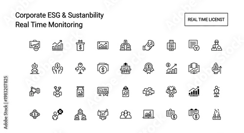 Corporate ESG Sustainability Real Time Monitoring Icons