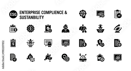 Enterprise Compliance & Sustainability Icons Set