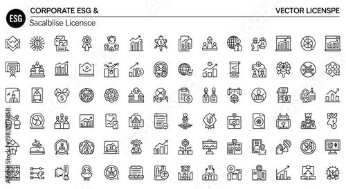 Corporate ESG vector icons set. Sustainable development