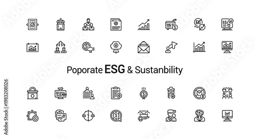 ESG and Sustainability Icon Set for Business