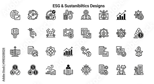 ESG and Sustainability Designs Icons Set
