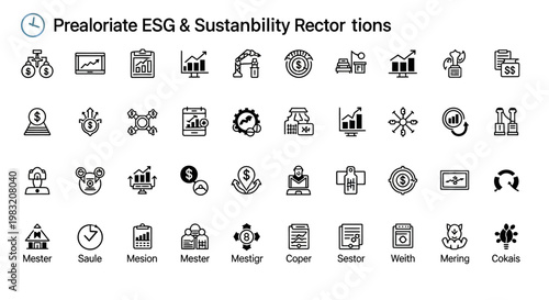 ESG and Sustainability Icons Set Vector