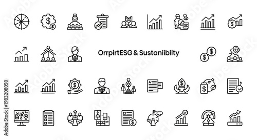ESG and Sustainability Line Icons Set. Environment, Social, Governance
