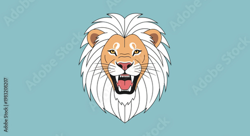 Majestic Lion Head Roaring with Fierce Expression 1.