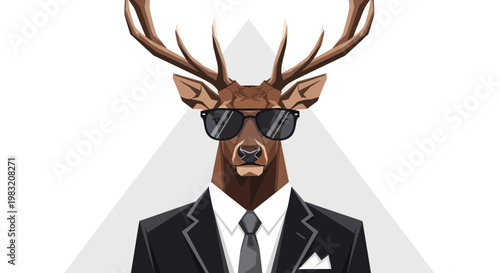 Sophisticated Stag Wearing Sunglasses and Business Suit.