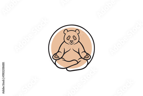 Cute teddy bear circular badge logo for handmade crafts and children gift shop identity