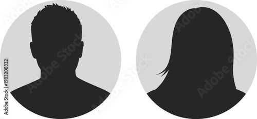 Two Silhouette Profile Avatars One Male One Female Grey Background