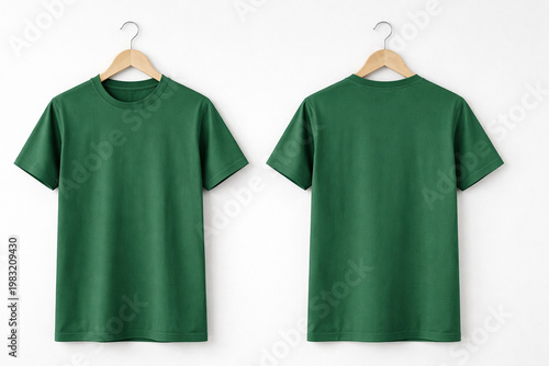 Εκτύπωση καμβά green shirt mockup on a hanger, front and back