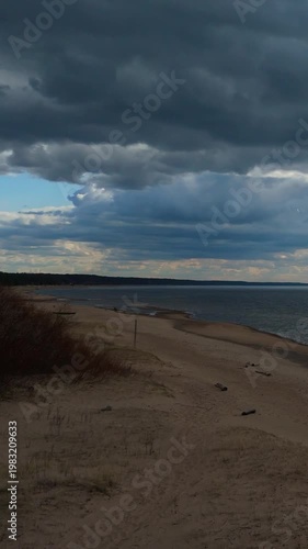 Peaceful Evening At Saulkrasti Beach Before Sunset With Calm Baltic Sea, Soft Pastel Sky, Gentle Waves, And Tranquil Spring Atmosphere Creating Relaxing Coastal Landscape Footage
