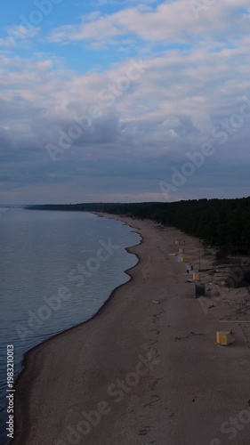 Peaceful Evening At Saulkrasti Beach Before Sunset With Calm Baltic Sea, Soft Pastel Sky, Gentle Waves, And Tranquil Spring Atmosphere Creating Relaxing Coastal Landscape Footage