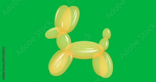 Digital animation of puppy dog made of yellow balloon against black background