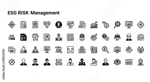 ESG Risk Management Icons Set. Environment, Social, Governance.