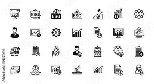 ESG Icon Set: Environmental, Social, Governance