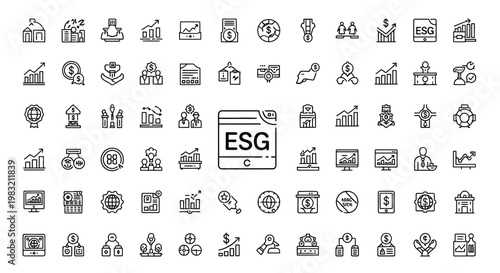 ESG icons set. Environmental, Social, Governance concept.