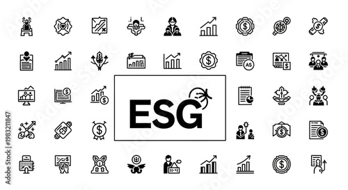 ESG icons set. Environmental, Social, Governance concept.
