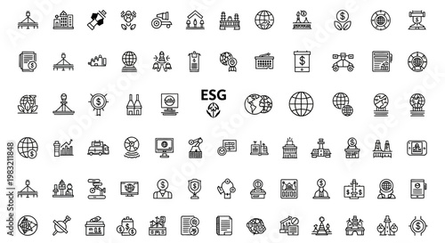 ESG icons set. Environmental, Social, Governance concept.