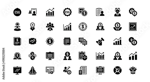 ESG icons set. Environmental, Social, Governance concept.