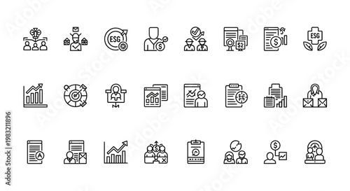 ESG icons set. Environmental, Social, Governance concept.