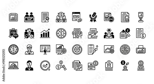 ESG Icons Set. Environmental, Social, Governance Pictograms
