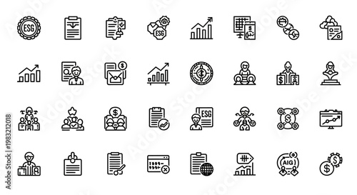 ESG icons set. Environmental, social, governance vector