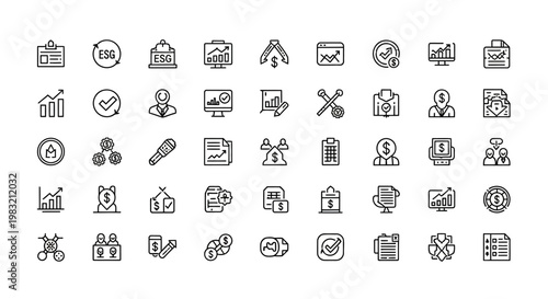 ESG icons set. Environmental, Social, Governance vector