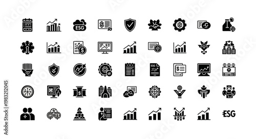 ESG Icons Set. Environmental, Social, Governance. Vector