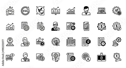 ESG icons set. Environmental, Social, Governance.