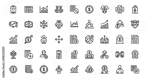ESG icons. Environmental, social, governance concept