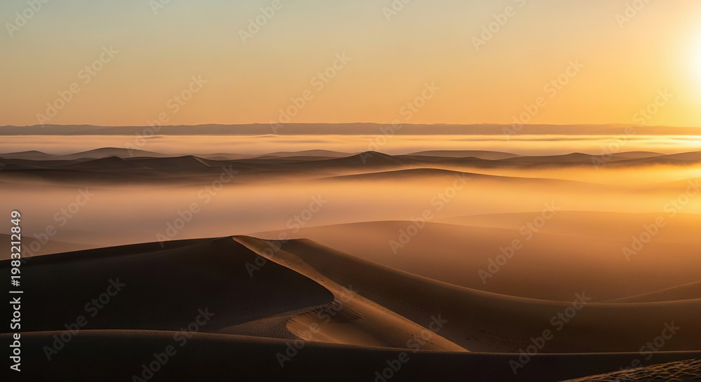 Fototapeta premium Misty Dunes at Golden Hour