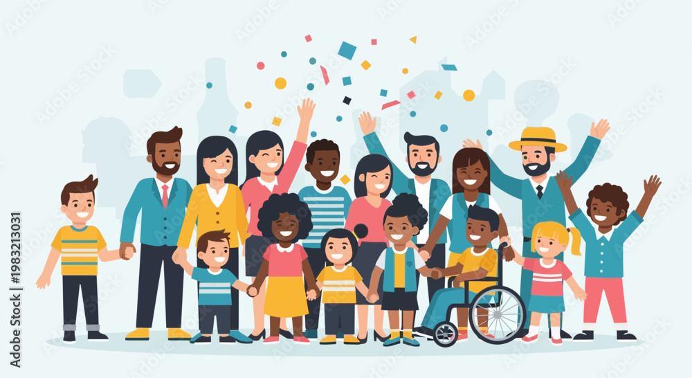 Fototapeta premium Diverse Group of People Celebrating Together with Joy.