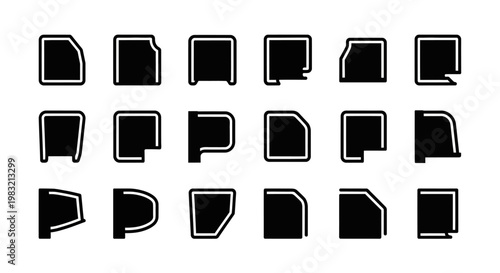 Black speech bubble icons, chat box shapes, vector dialogue boxes, communication symbols