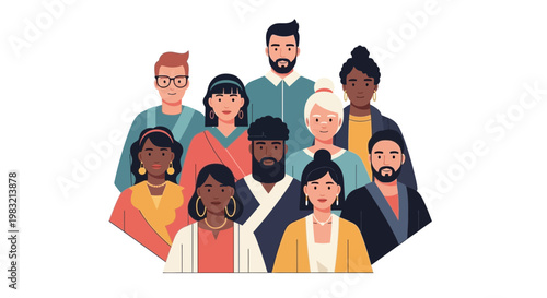 Diverse Group of People Standing Together in Unity 3.