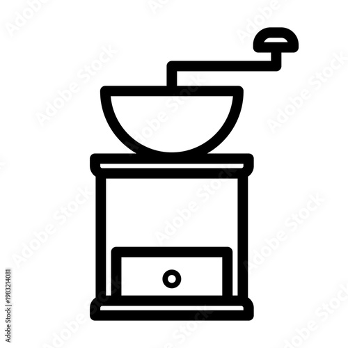 vintage manual coffee mill grinder outline icon