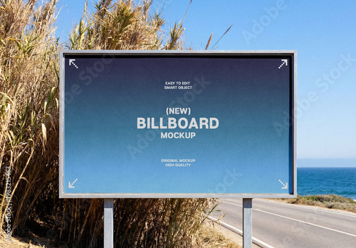 Billboard Mockup Outdoor with Coastal View