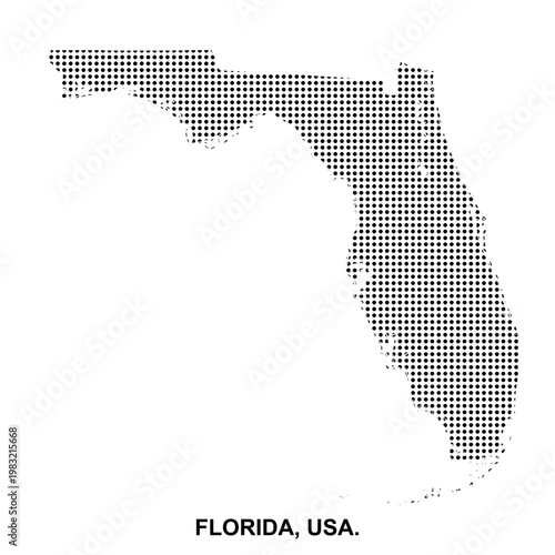 Florida dotted map, usa state halftone pattern, digital geography silhouette vector