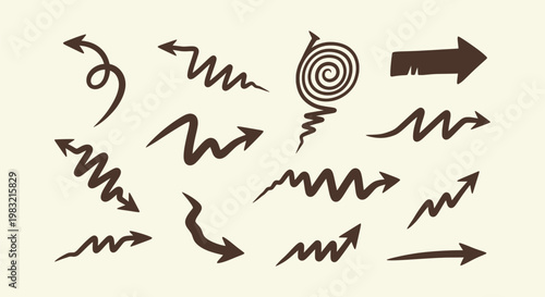 Hand Drawn Sketchy Arrow Vector Collection Set - Creative Brown Doodle Arrows for Graphic Designs