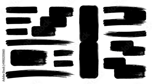 Abstract black ink brush stroke composition on white background, a modern minimalist artwork for contemporary interior decor and wall art