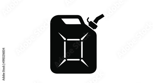 Simple black silhouette of a red gas can with a handle and spout
