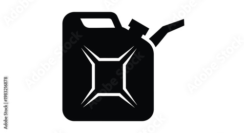 Simple black silhouette of a red gas can with a spout