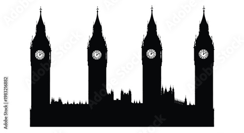 Silhouette of the houses of parliament and big ben in london