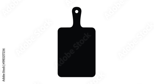 Simple black silhouette of a cutting board with a handle