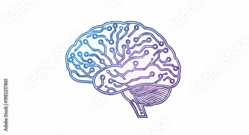 Intricate digital brain illustration symbolizing artificial intelligence, technological innovation, and advanced human-computer interaction for future development