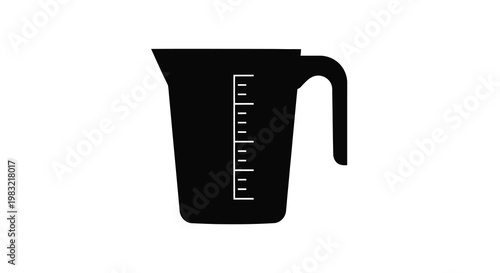 Simple black silhouette illustration of a measuring jug with markings
