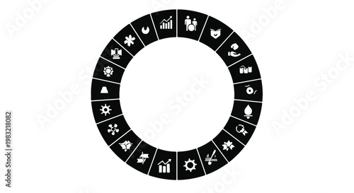 Circular infographic of the 17 Sustainable Development Goals (SDGs) icons silhouette